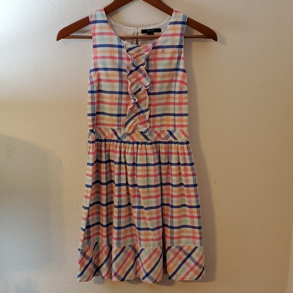 Nautica Girls' Pink Plaid Patterned Dress (L)